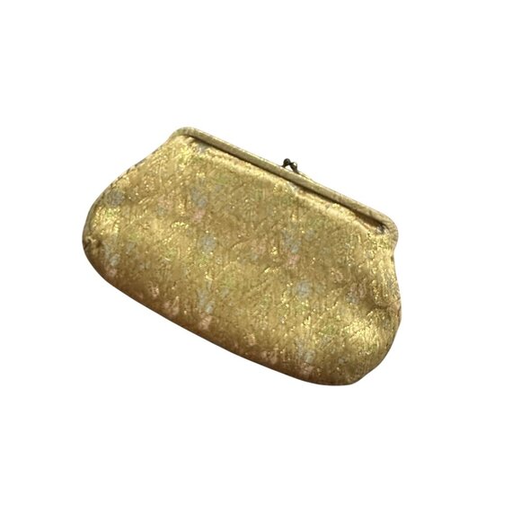 VINTAGE 1960's Gold Metallic Kisslock Coin Purse - Picture 7 of 7
